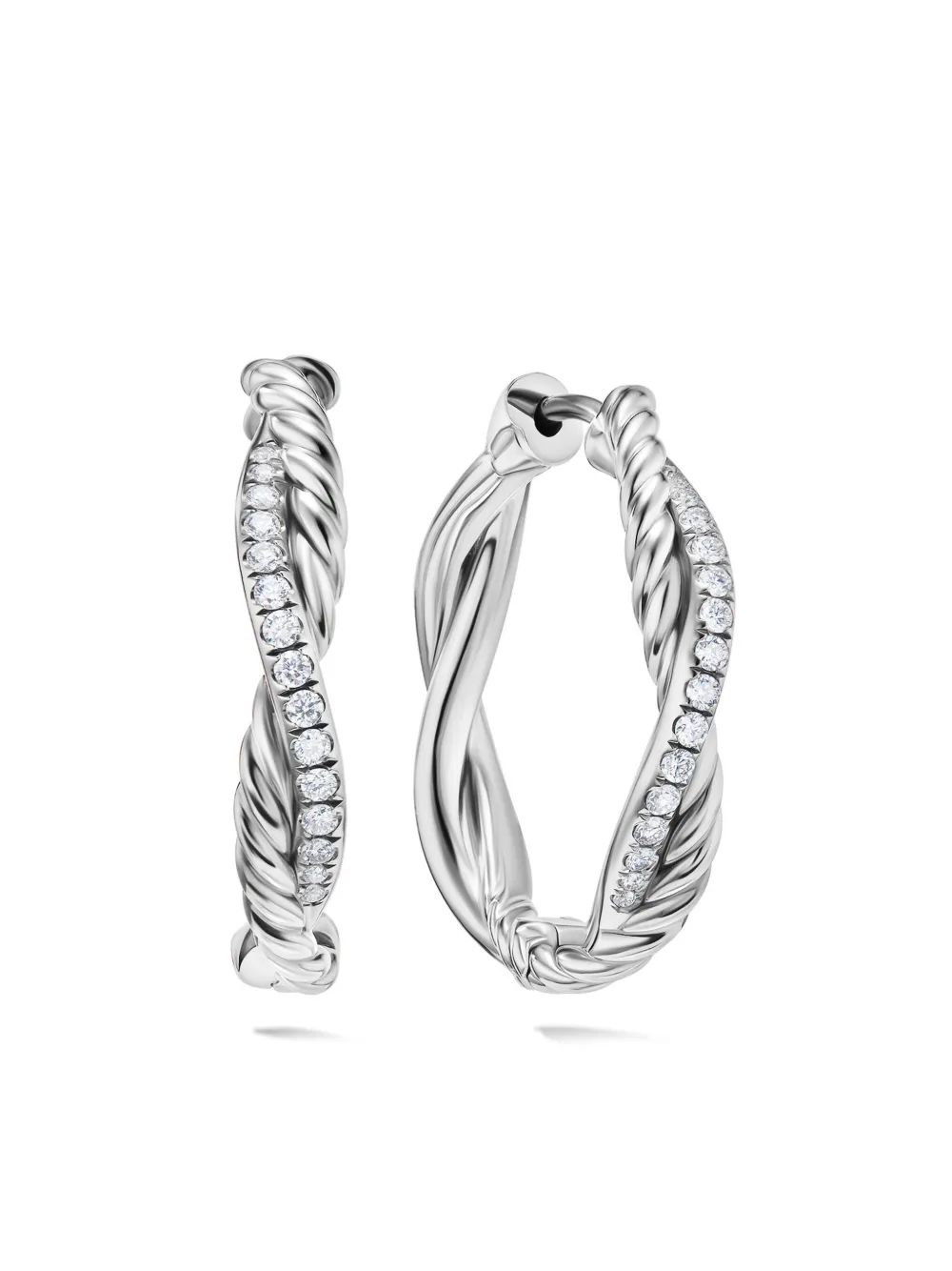 

Серебряные серьги-кольца Petite Infinity с бриллиантами (17.3 мм) David Yurman, серебяный