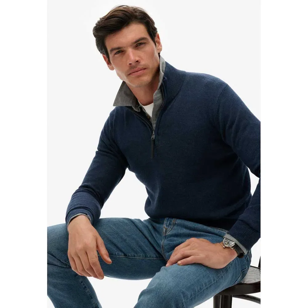 Свитер с полузастежкой Superdry Essentials Superdry, синий — фото 4