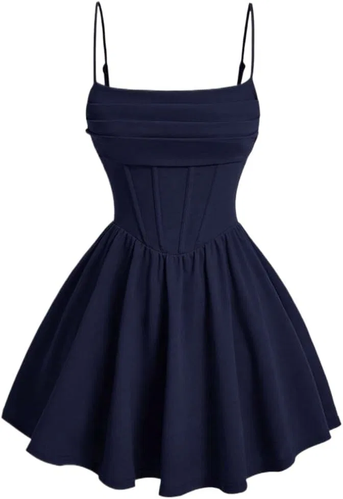 Женское мини-платье на бретелях с запахом Ruched, Navy Blue