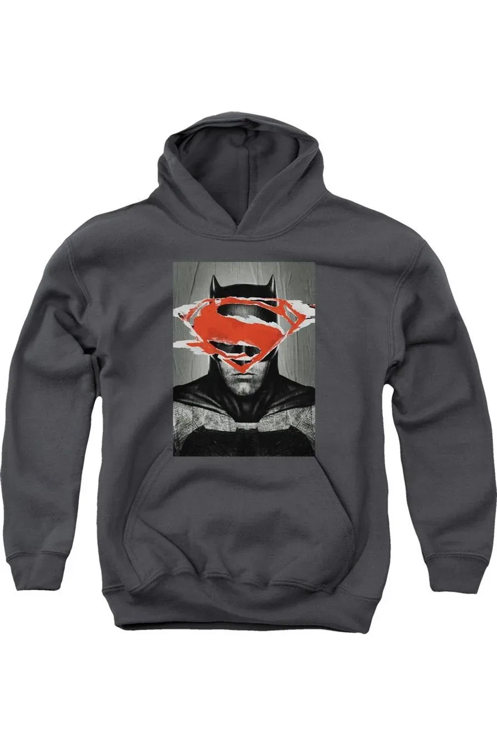 Детское худи с капюшоном с принтом Batman V Superman Batman Poster Gildan, Charcoal