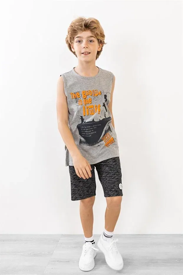 Детская футболка для мальчиков с принтом Brz Kids, Gray Melange — фото 3