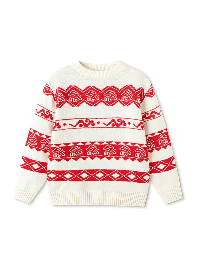 Пуловер с новогодним узором Fair Isle детский Balabala, красный — фото 3