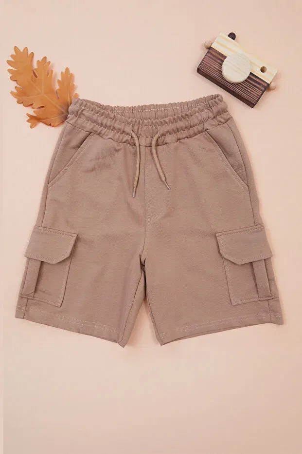 Детские шорты для мальчиков карго Elastic waist cargo pocket boys' shorts Fulla Moda, Taupe
