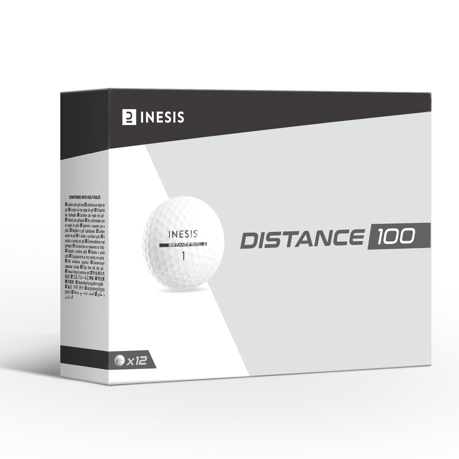 

Мячи для гольфа Distance 100 - 12 штук белые INESIS, белый