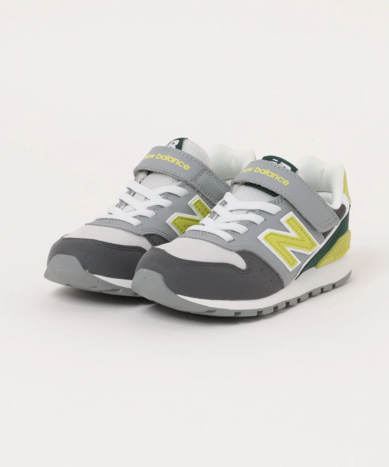 Детские кроссовки с липучкой и шнурком Y996 3X8 New Balance, Gray/Green