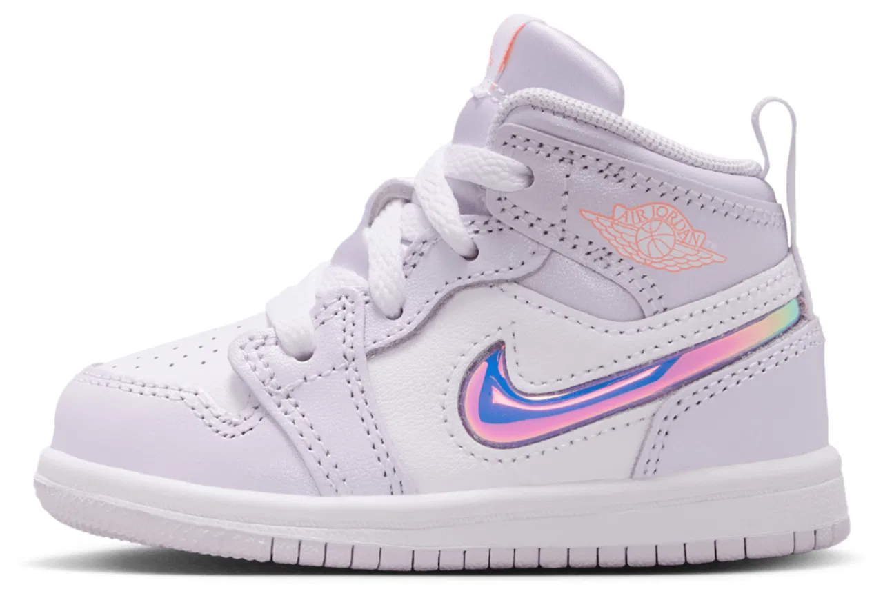 Кроссовки для малышей Jordan 1 Mid SE Fem, цвет Barely Grape/Atomic Pink — фото 2