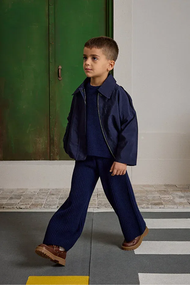 Куртка-Бомбер Apoletli темно-синего цвета Fahhar Kids — фото 2