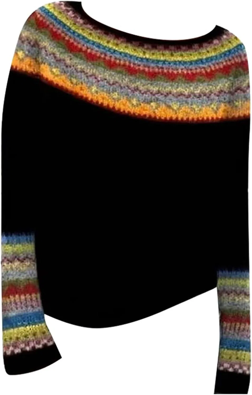 Женский свитер с принтом Fair Isle, Oversized, чёрный — фото 2