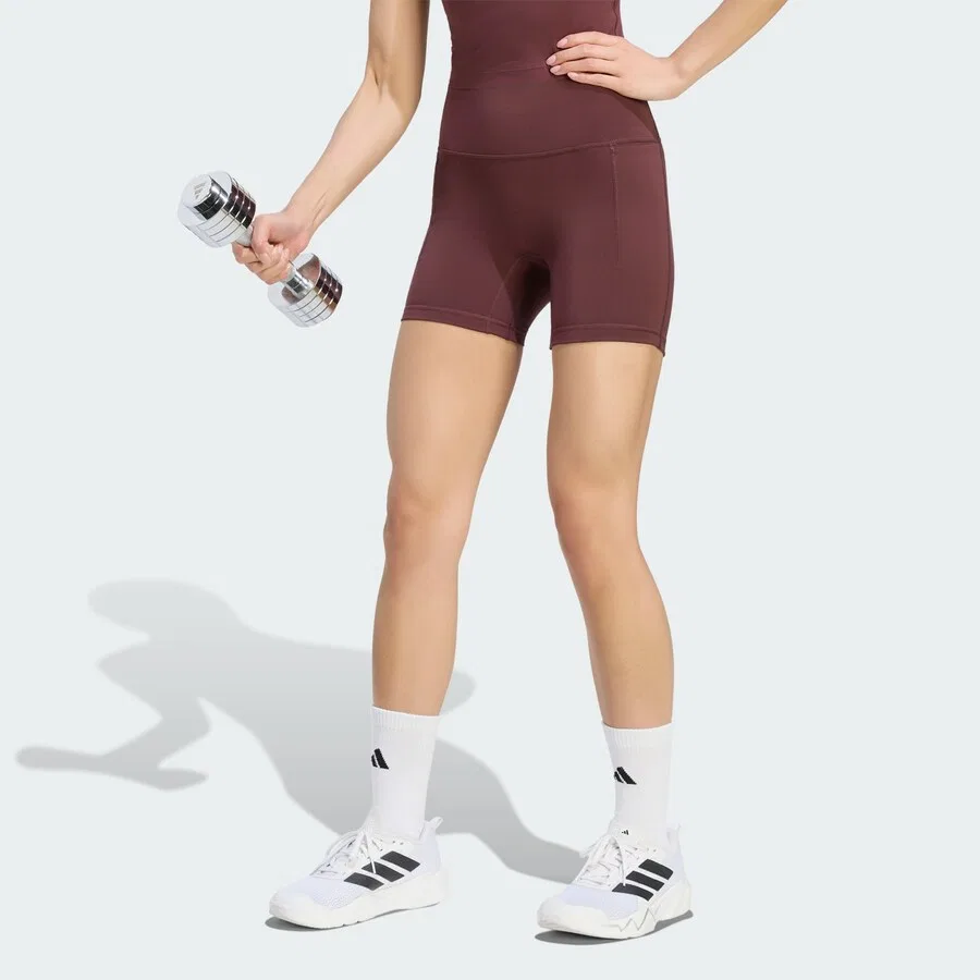Спортивные узкие брюки ADIDAS PERFORMANCE Skinny Workout Pants в рубиново-красном цвете — фото 2