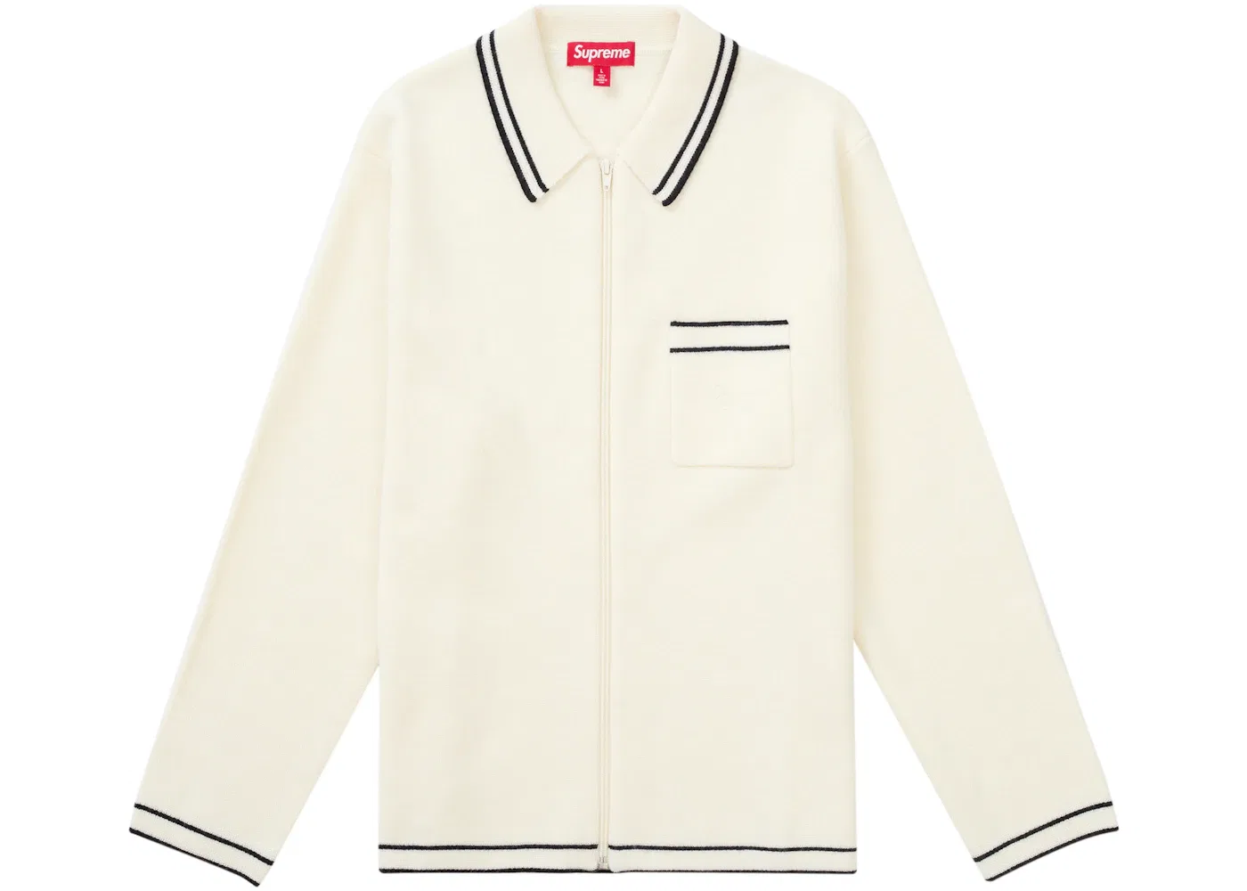 Мужской свитер на молнии с воротником-поло Supreme, White