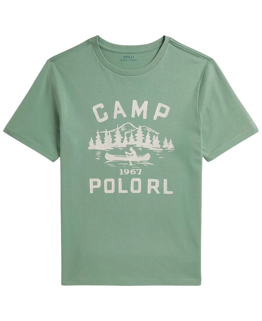 Футболка с принтом Camp Polo Cotton Jersey Polo Ralph Lauren, Faded Mint