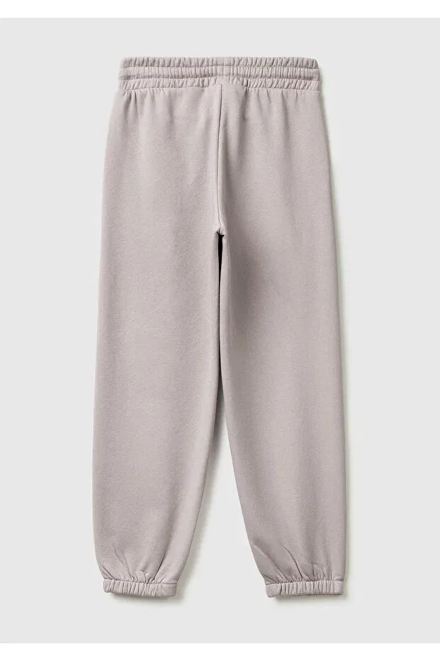 Детские спортивные штаны для девочек с принтом Elastic Waist Drawstring Joggers United Colors Of Benetton, Beige — фото 2