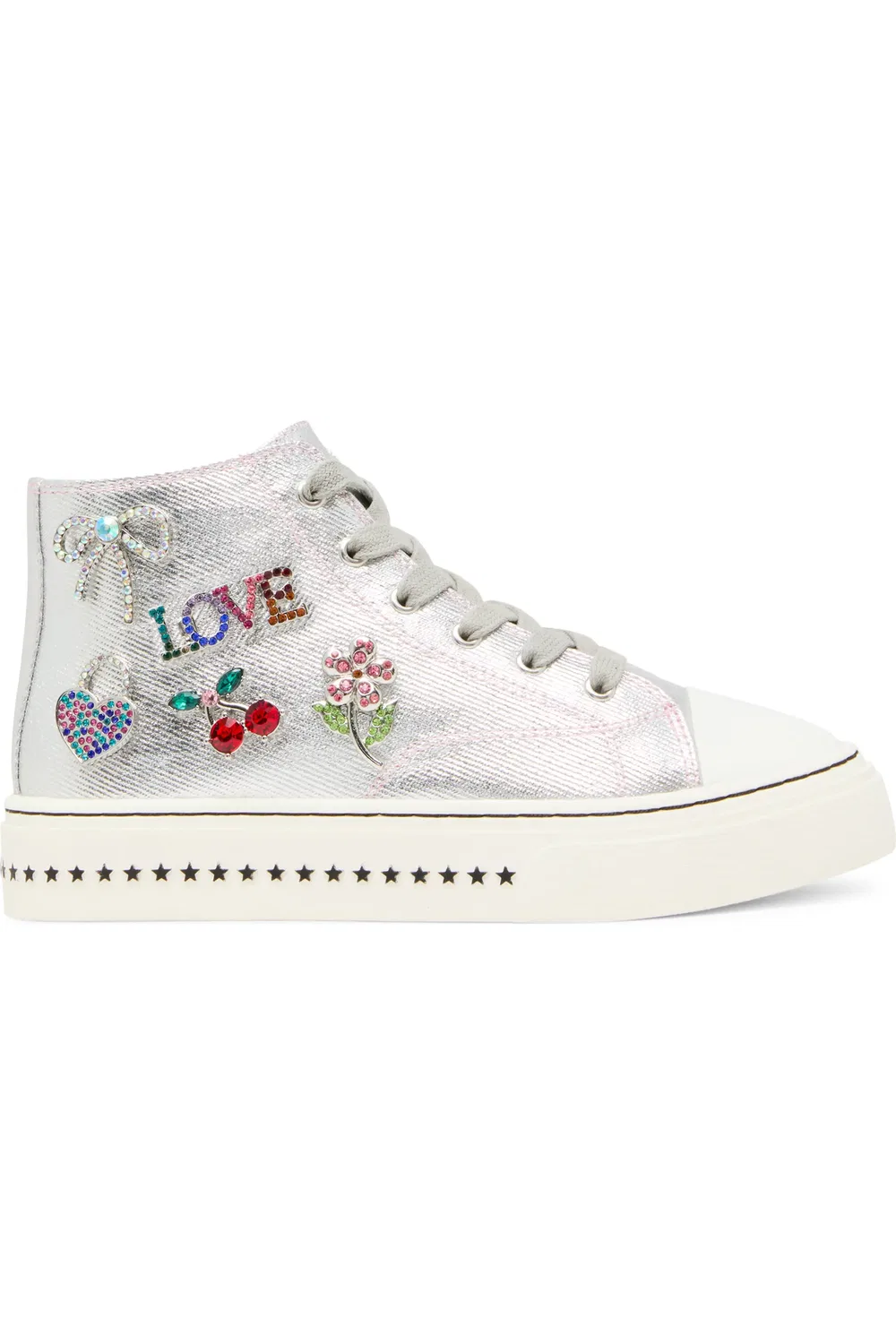 Детские кеды высокие с украшениями Jjoycee Steve Madden, Silver — фото 2