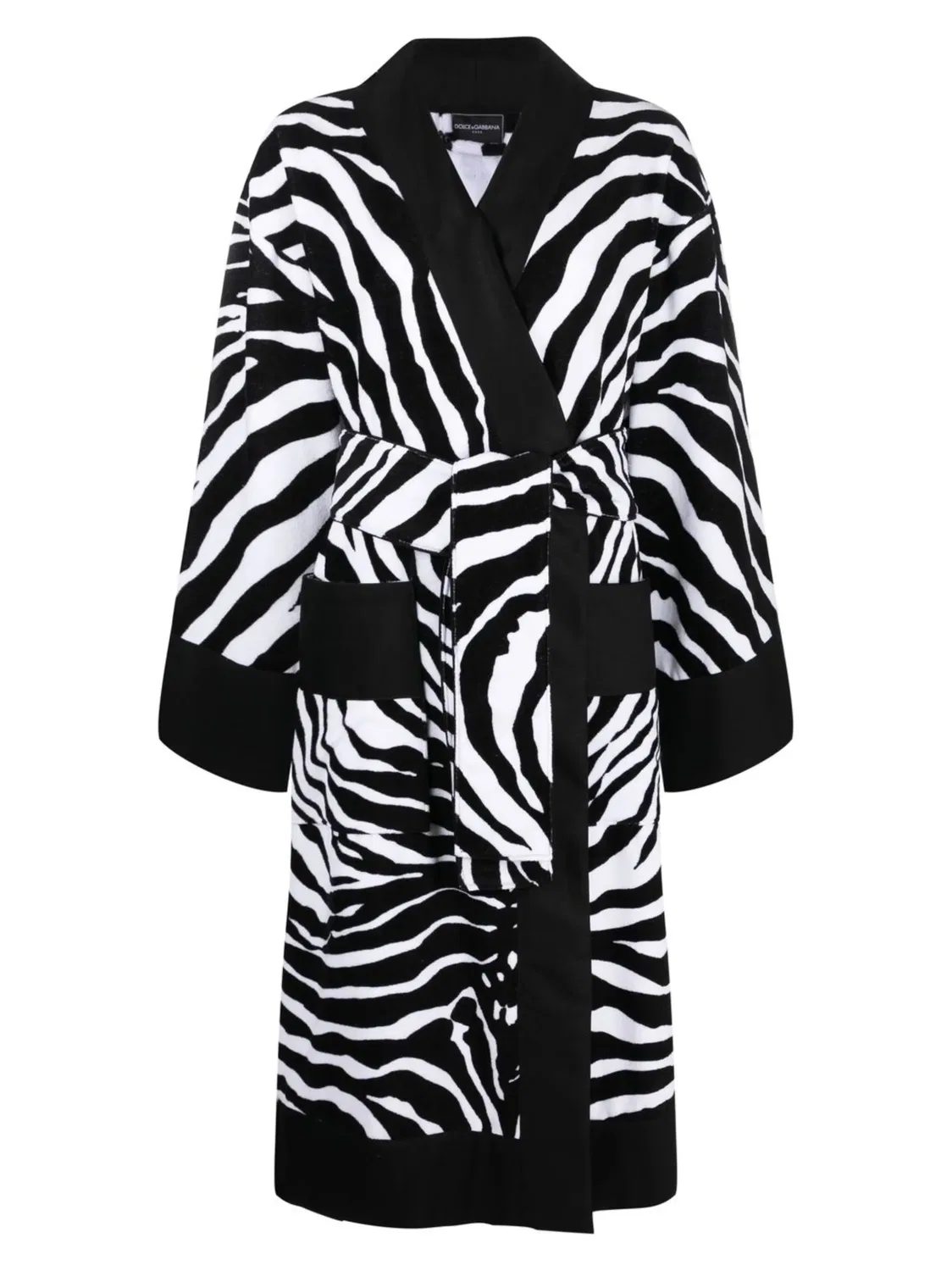 Dolce & Gabbana Хлопковый халат с зебровым принтом, черный