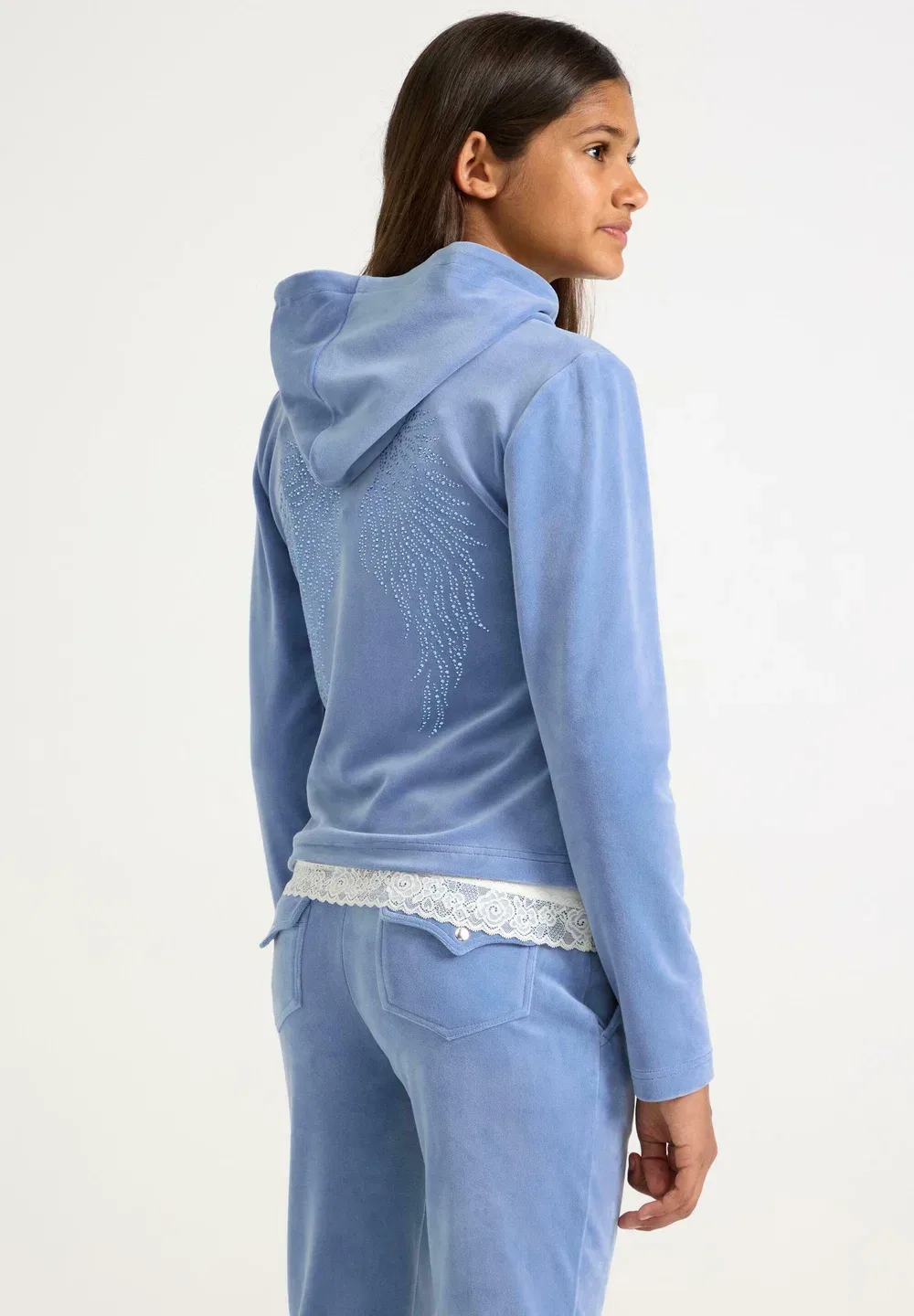 Велюровая толстовка на молнии Lindex, Blue — фото 3