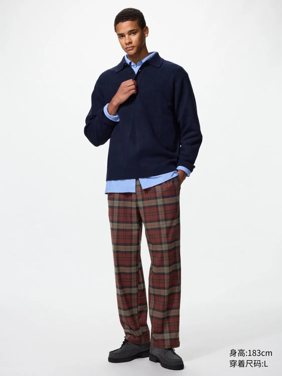 Брюки фланелевые комфортные 7/8 Uniqlo, темно-синий — фото 2