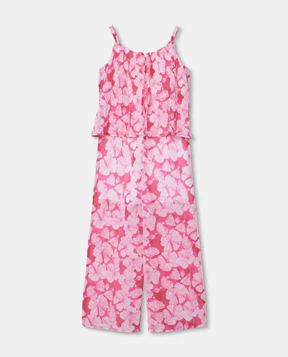 Детский комбинезон для девочек цветочный Mono gasa estampada Boboli, Rosa — фото 3