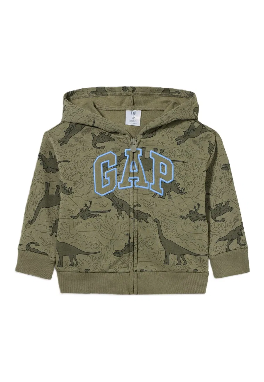 Толстовка на молнии GAP 'NVLTY' оливкового и темно-зеленого цвета