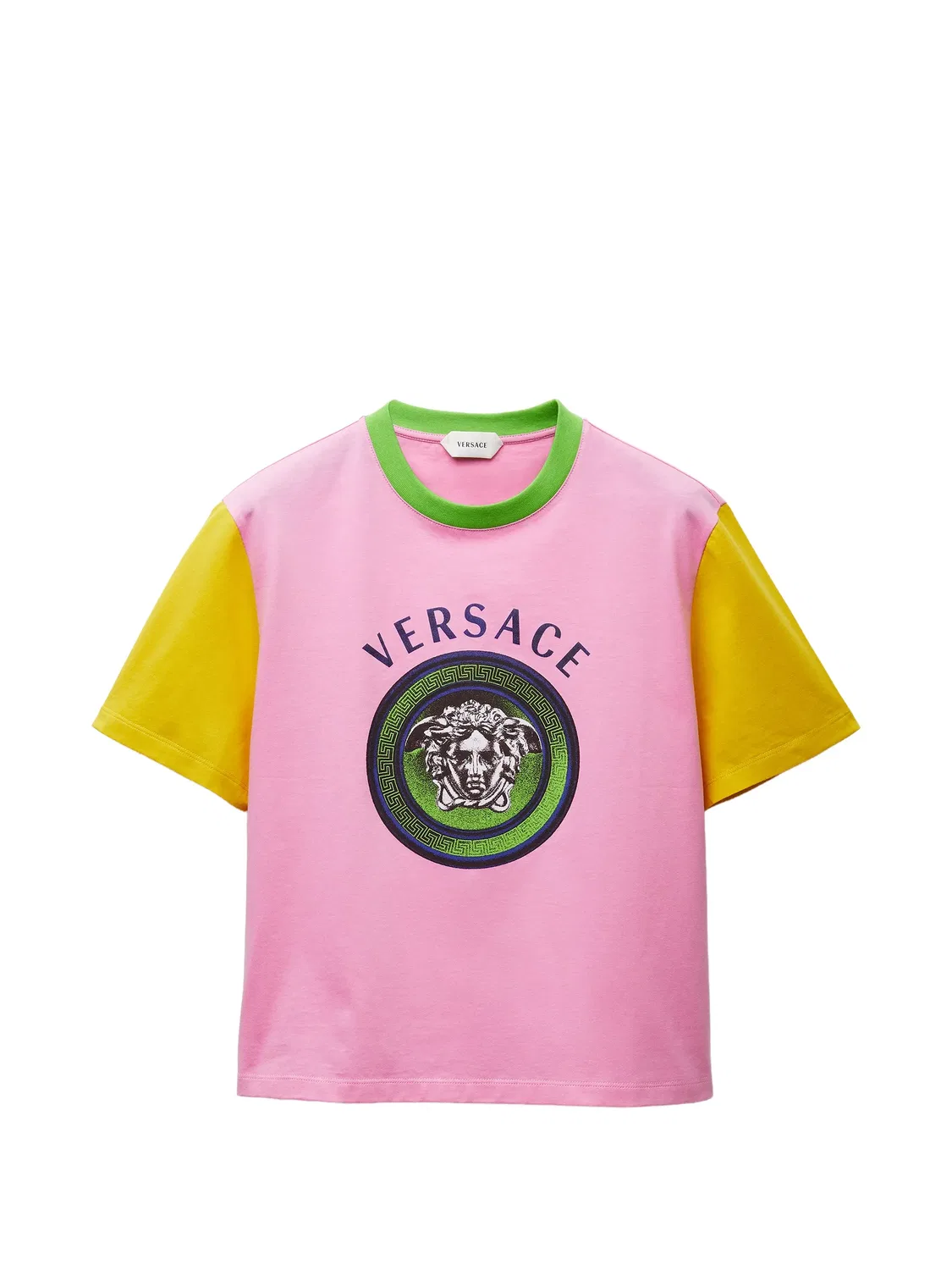 Футболка из хлопка с принтом Medusa Moneta Versace, розовый