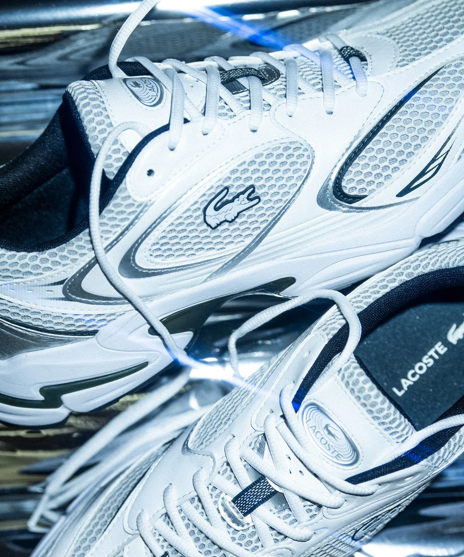 Мужские кроссовки LACOSTE STORM 96 2K с сеткой и синтетической кожей белые