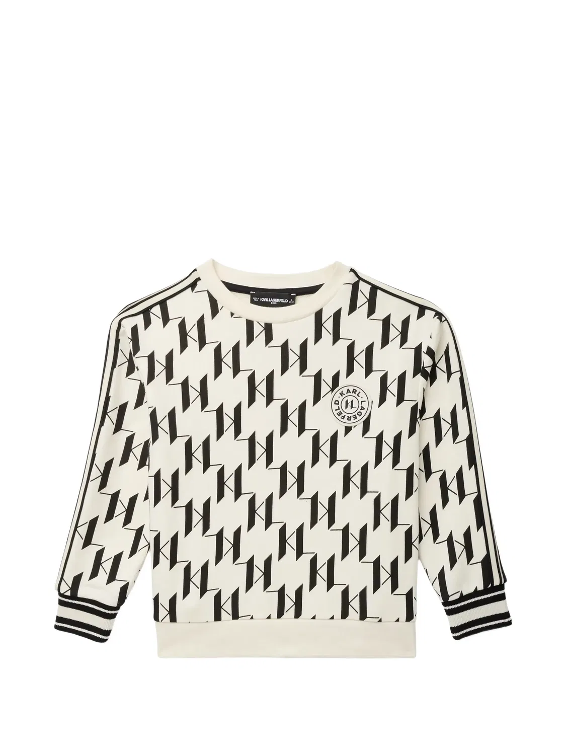 Толстовка с монограммой и нашивкой-логотипом Karl Lagerfeld Kids, нейтральные цвета