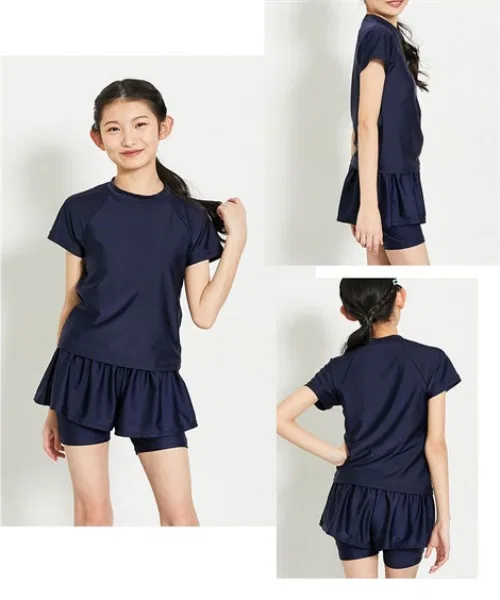 Детский комплект для плавания с рашгардом и леггинсами, модель School Swim QUNTSTYLE, Navy — фото 2