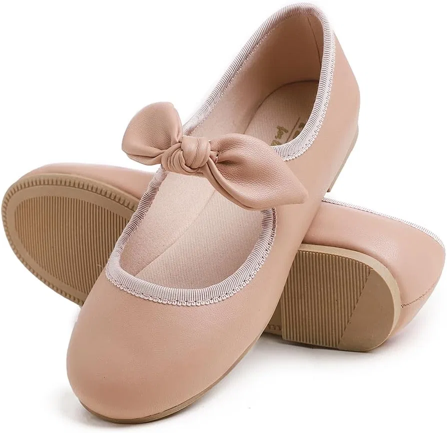 Детские туфли для девочек с пряжкой FEVERSOLE, Vegan Leather Bow Elastic Maryjane Pink