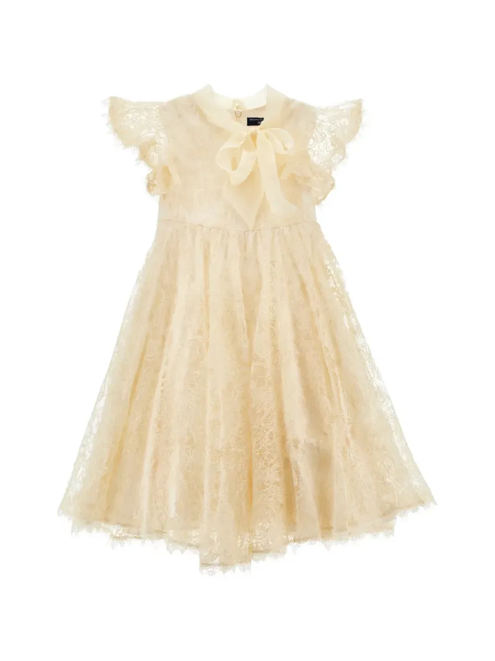 Кружевное платье с бантом Ermanno Scervino Junior, бежевый