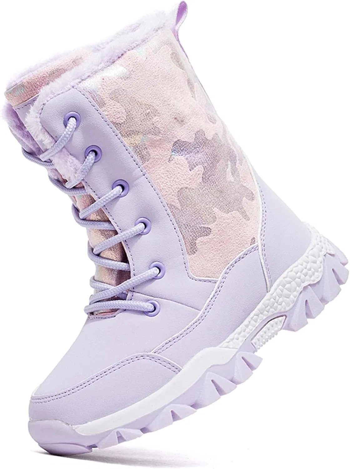 Детские зимние сапоги для девочек с мехом Eliogn, Pink-Camo