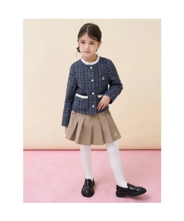 Детский жакет из твида, Beanpole Kids, темно-синий — фото 4