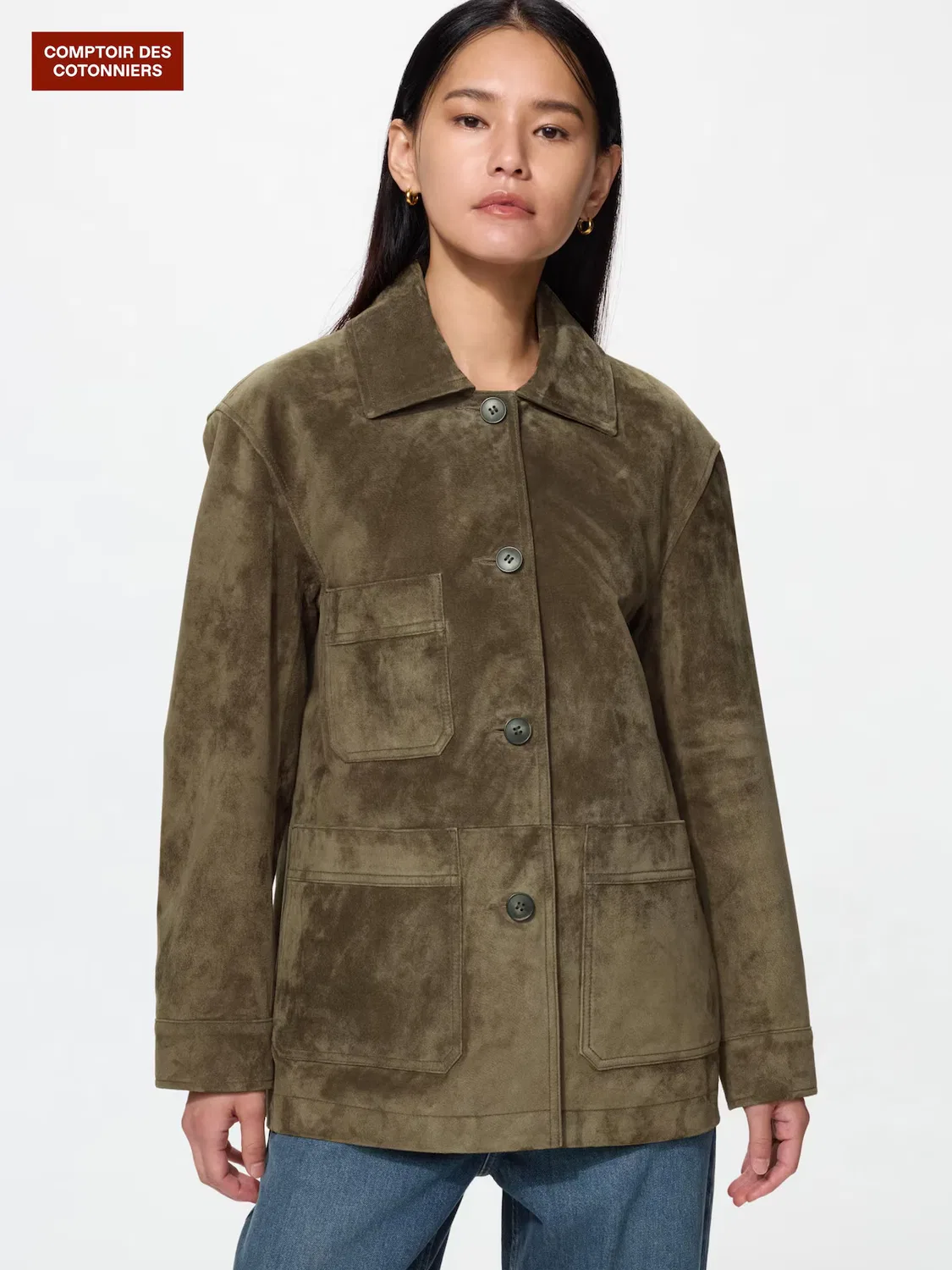Куртка Uniqlo, замшевая, коричневый