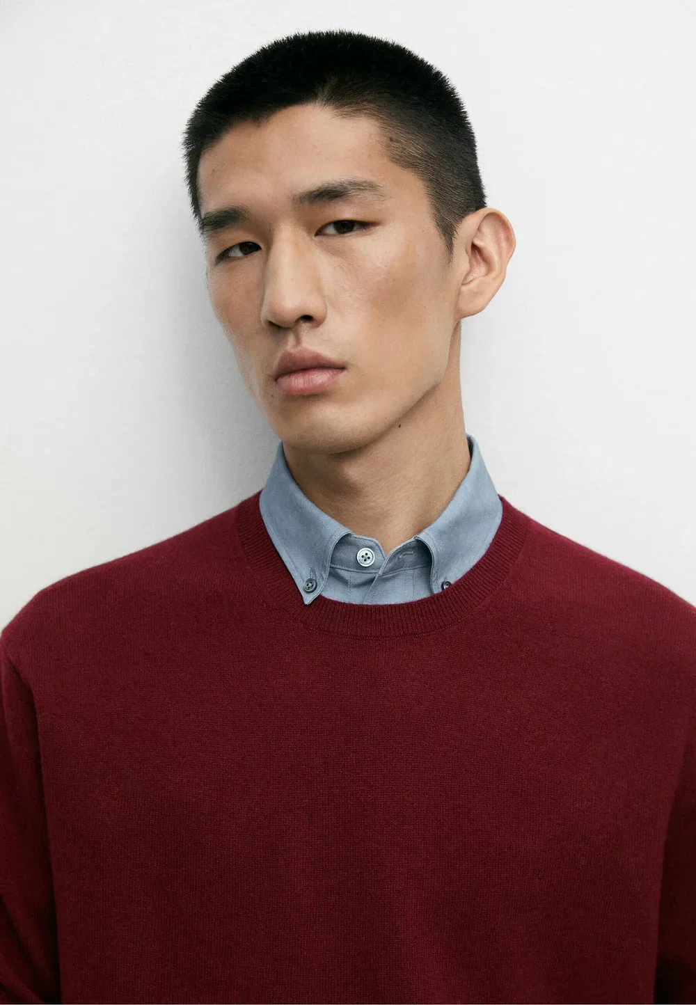 Свитер-Джемпер из 100% кашемира в рубчик Massimo Dutti, Dark Red — фото 4