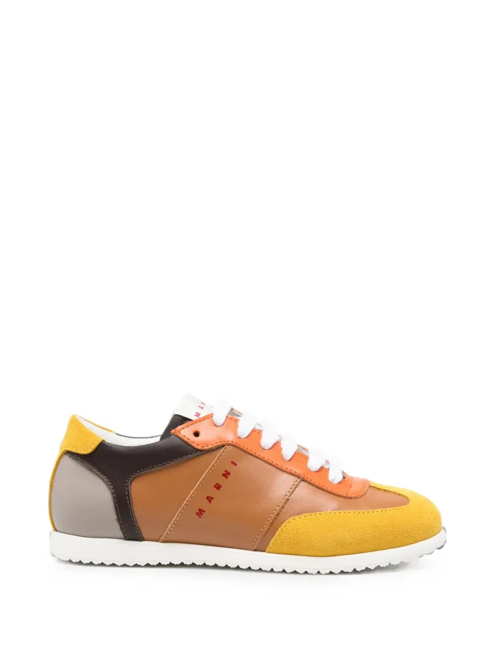 Кроссовки с логотипом и вставками Marni Kids, бежевый