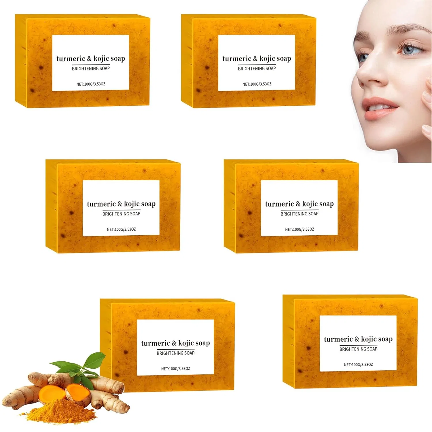 Мыло Bellusi Lemon Turmeric Soap, 6 шт, 100 г, Желтый Skzkk