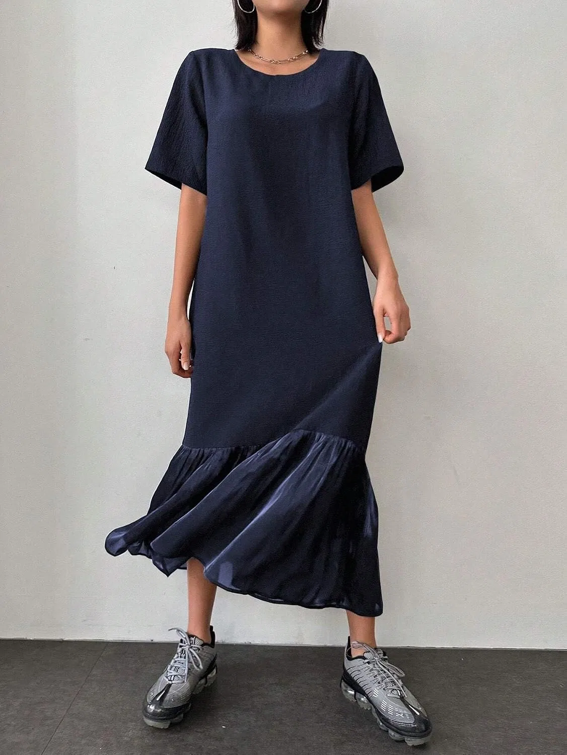 Женское летнее платье миди с рыбьим хвостом, Navy Blue — фото 4
