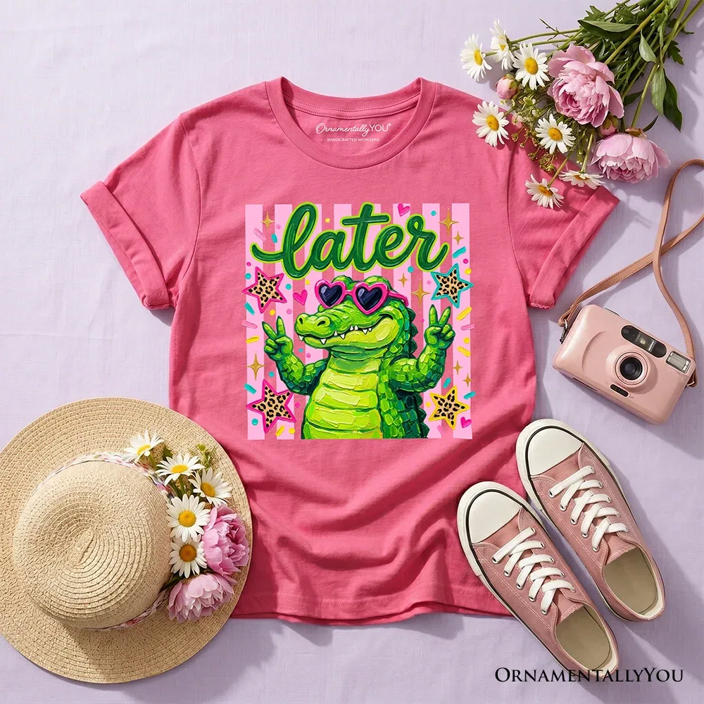 Детская футболка для девочек с принтом Cute Alligator OrnamentallyYou, Safety Pink