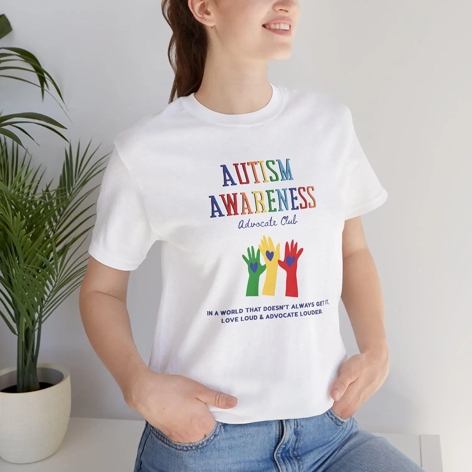 Мужская футболка с принтом Autism Awareness Social Club Advocate, White — фото 2