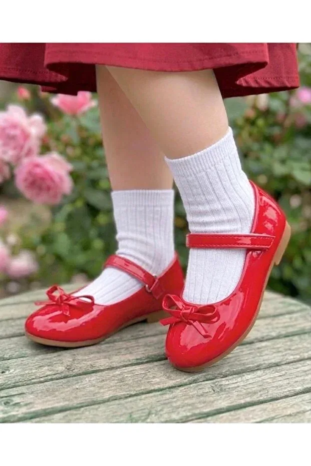 Детские балетки для девочек с бантиком Surpie Shoes, Red