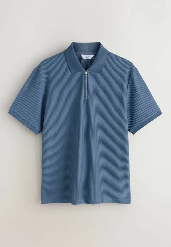 Комплект из 2 поло, полоски, Regular fit - striped quarter zip polo shirts 2 pack, Next, Navy Blue, темно-синий — фото 2
