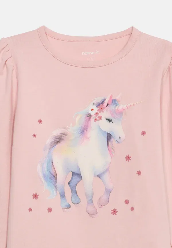 Комплект из 2 футболок с длинным рукавом Unicorn Name It Antique White/Lotus, белый — фото 4