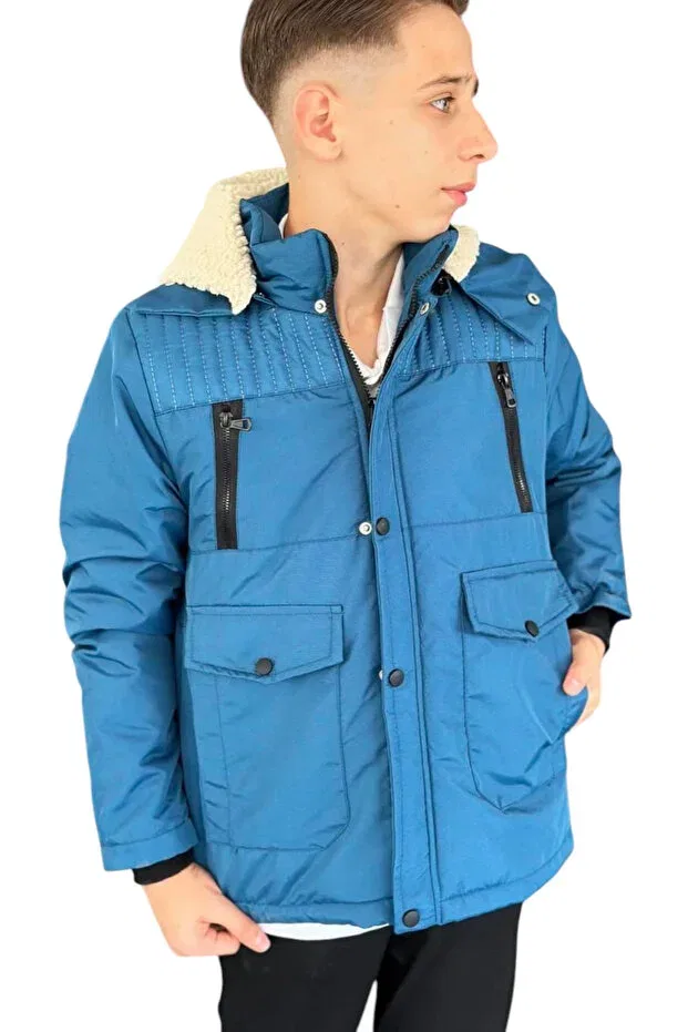 Детское пальто для мальчиков с капюшоном Irem Çocuk Giyim, Blue