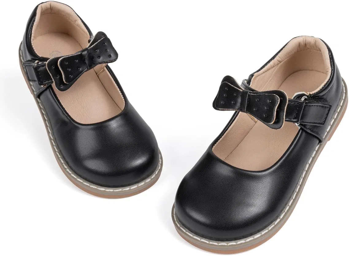 Детские туфли Мэри Джейн для девочек с цветком GOJERP, Black