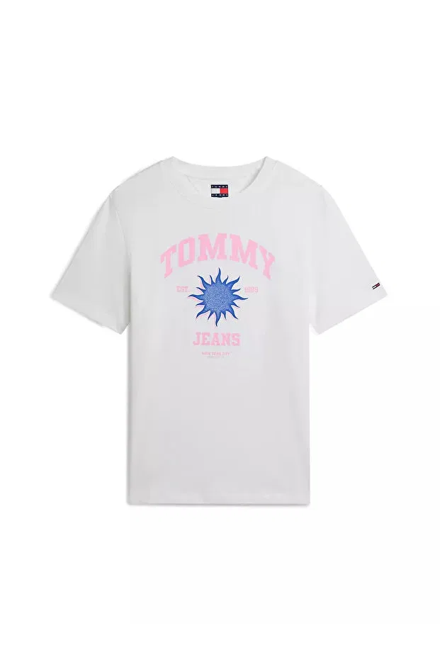 Женская футболка с коротким рукавом с принтом Tommy Hilfiger, Ecru — фото 4