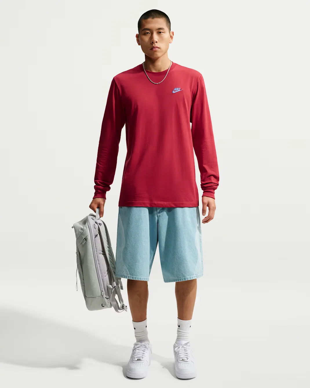 Мужская футболка с длинными рукавами Nike Sportswear Club, Tough Red — фото 4