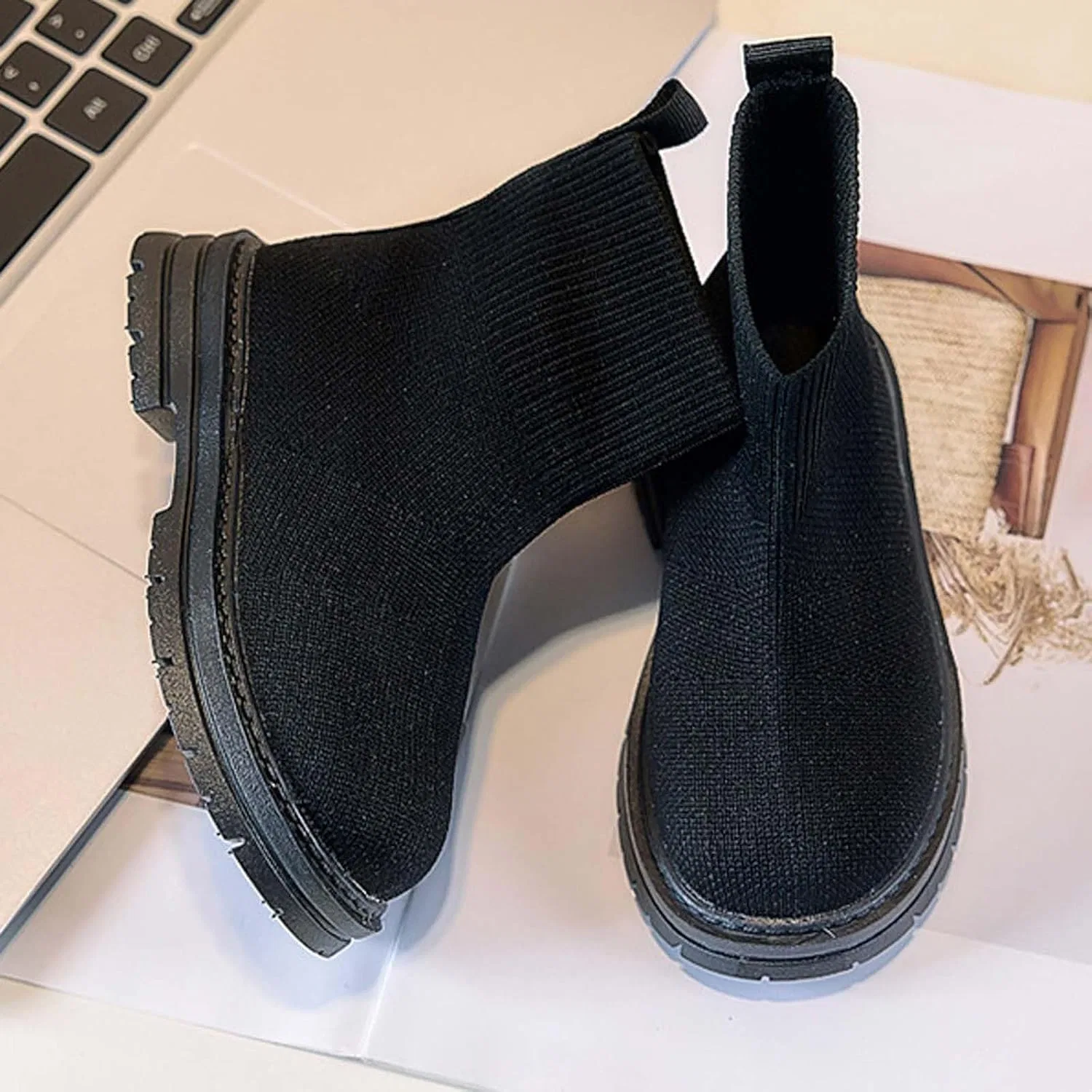 Детские сапоги для девочек с меховой подкладкой SHOPESSA, Black — фото 3