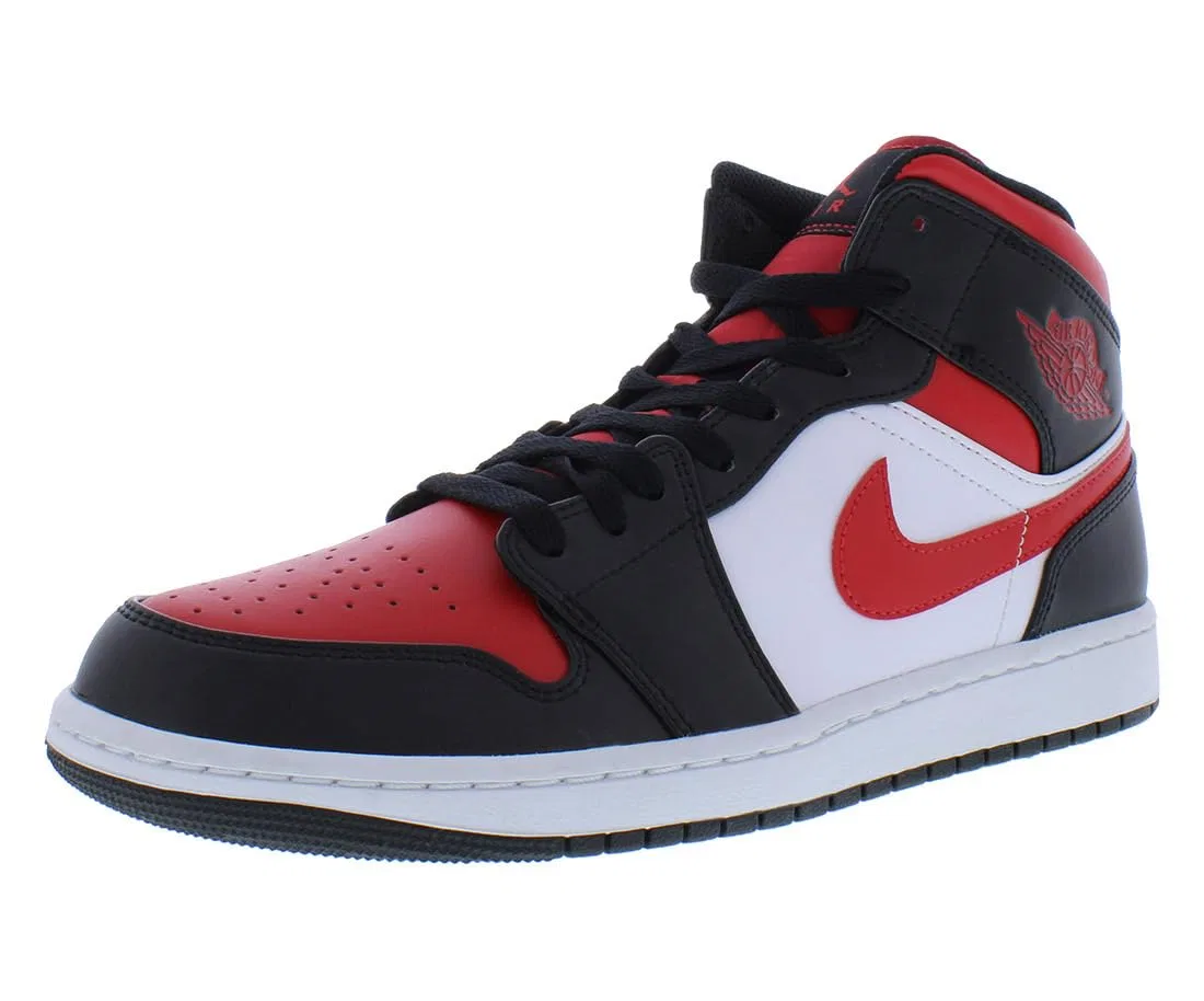 Детские баскетбольные кроссовки для мальчиков Jordan 1 Mid Ps NIKE, Black Fire Red White