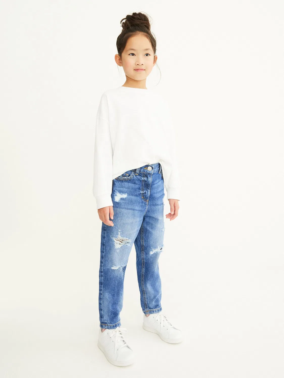 Джинсы mom fit из 100% хлопка Next, Blue Denim