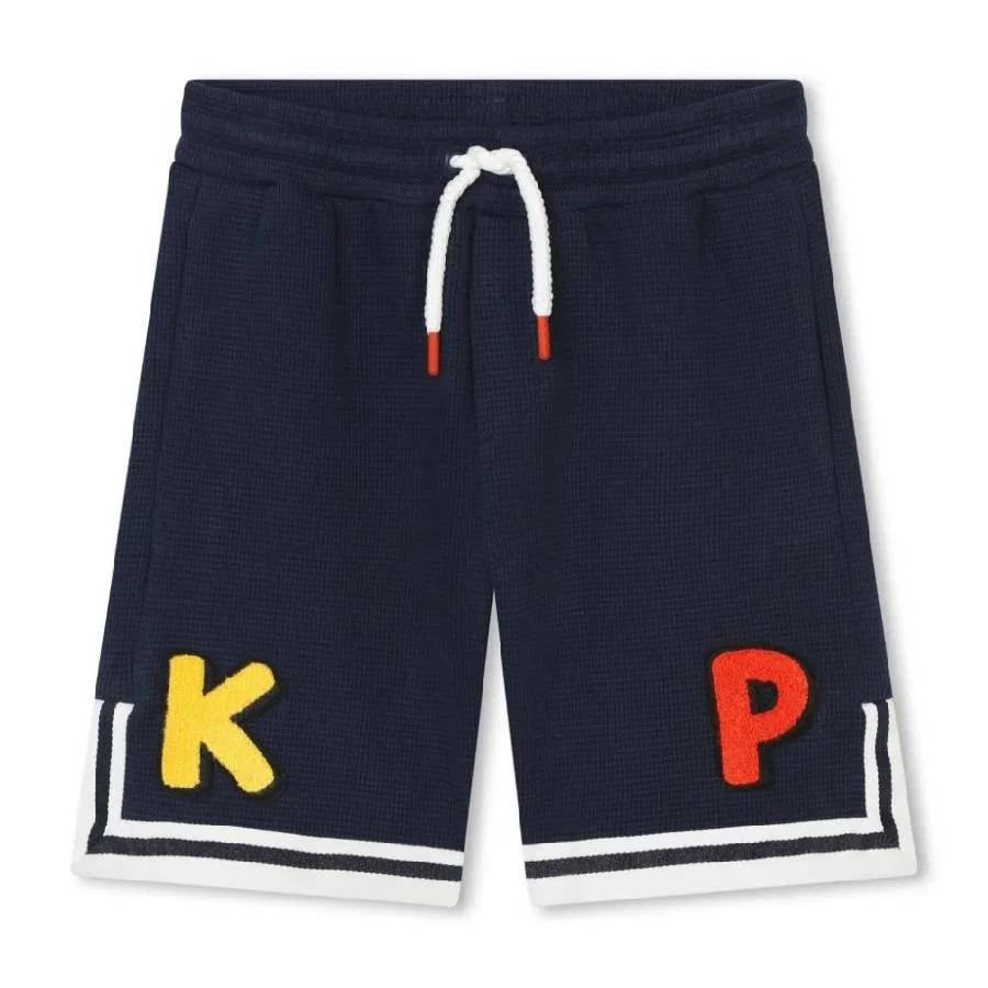 Шорты с утяжкой и патчем Kenzo Boys Drawstring Logo-Patch Shorts Kenzo, Blue