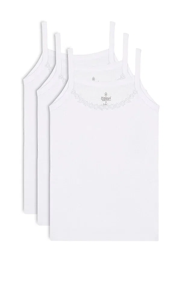 Детское для девочек боди-майка хлопковое комплект 3 шт Özkan Underwear, White