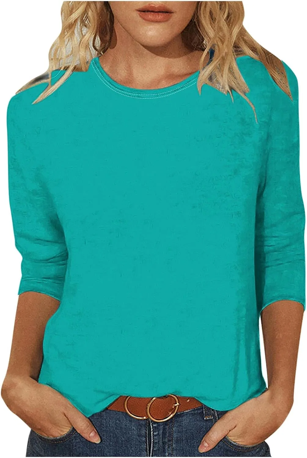 Женская свободная блуза с воротником-стойкой, Mint Green